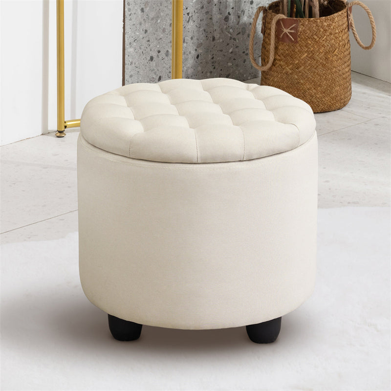 Avers Linen Upholstered Storage Ottoman