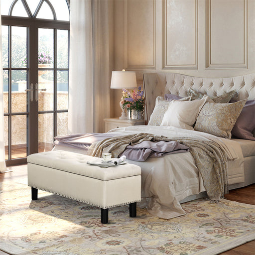 Ouzts Storage Bench Beige-4|Furnimart