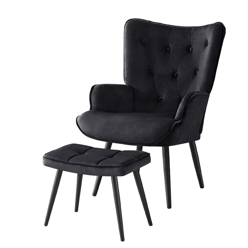 Ethelsville Faux Leather Tufted Armchair with Ottoman