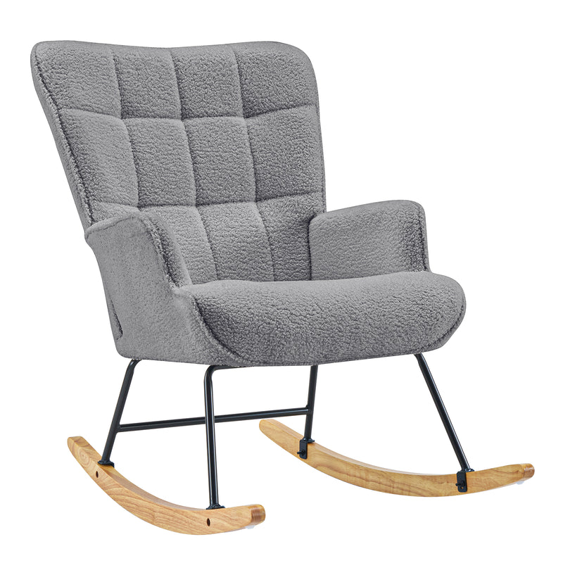 Nursery Rocking Chair Upholstered Glider Rocking Chair Modern Accent Chair Padded Seat Reading Chair