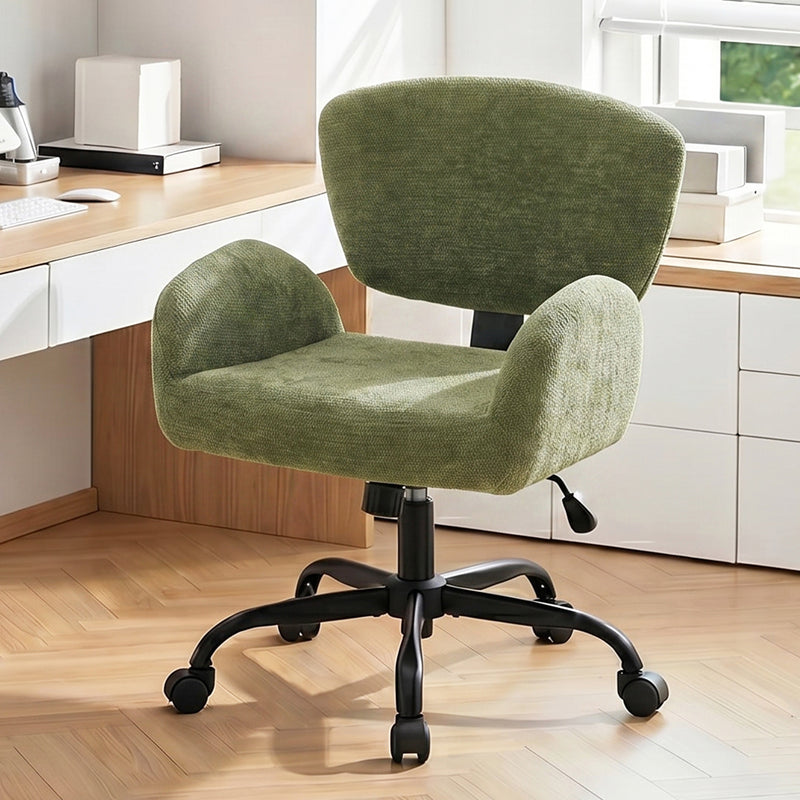 Adjustable Swivel Chenille Home Office Chair with Wrap-Around Armrests