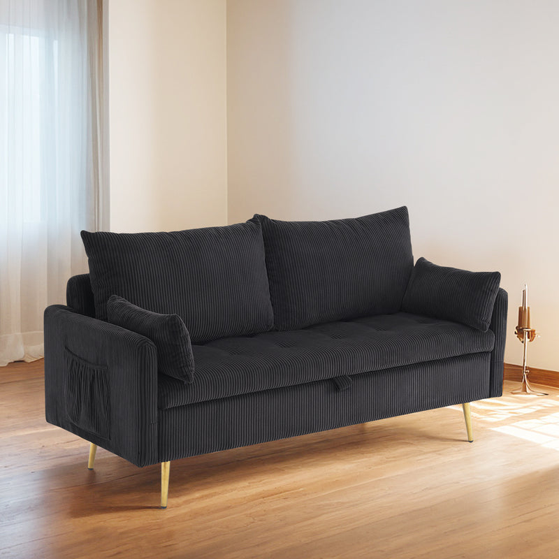 Furniliving Corduroy Upholstered Loveseat With Storage