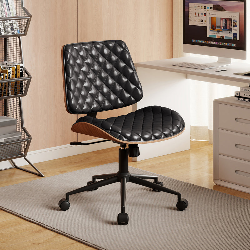 Armless Small Desk Chair with Wheels
