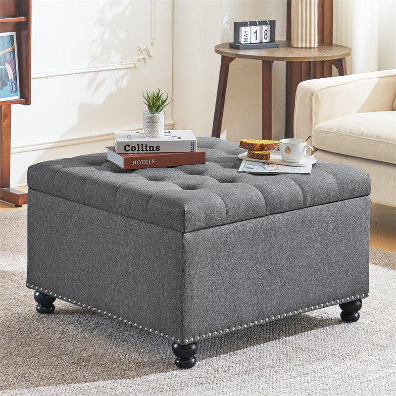 Audel Linen Upholstered Storage Ottoman