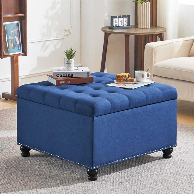 Audel Linen Upholstered Storage Ottoman