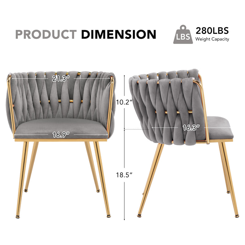Velvet Woven Backrest Design Dining  Chairs Set Of 2