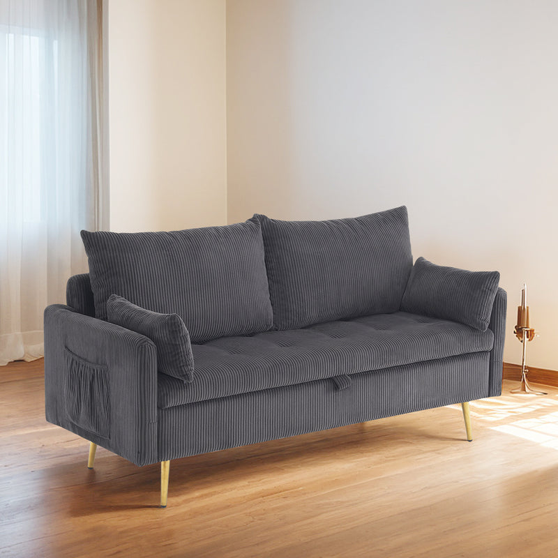 Furniliving Corduroy Upholstered Loveseat With Storage