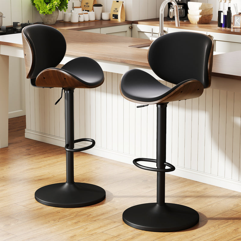 Upholstered Bar Stool Set Of 2 With Footrest