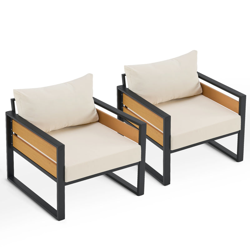 Furniliving  Patio Furniture Set, 2-Piece Steel Outdoor Sectional, 2-Seats Patio Conversation Set with Deep Seating