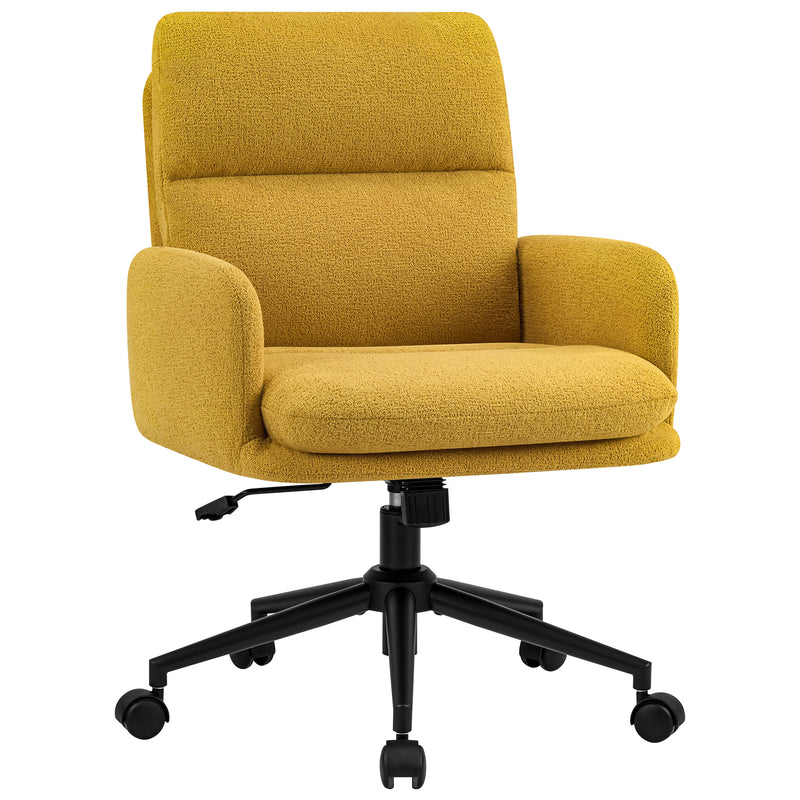 Modern Home Office Desk Chair With High Backrest，Chenille Upholstered Accent Chair With Wheels,Adjustable Swivel Computer Chair With Plush Curved Back,Fashion Vanity Stool Home Office Chair For Home Office,Study Room