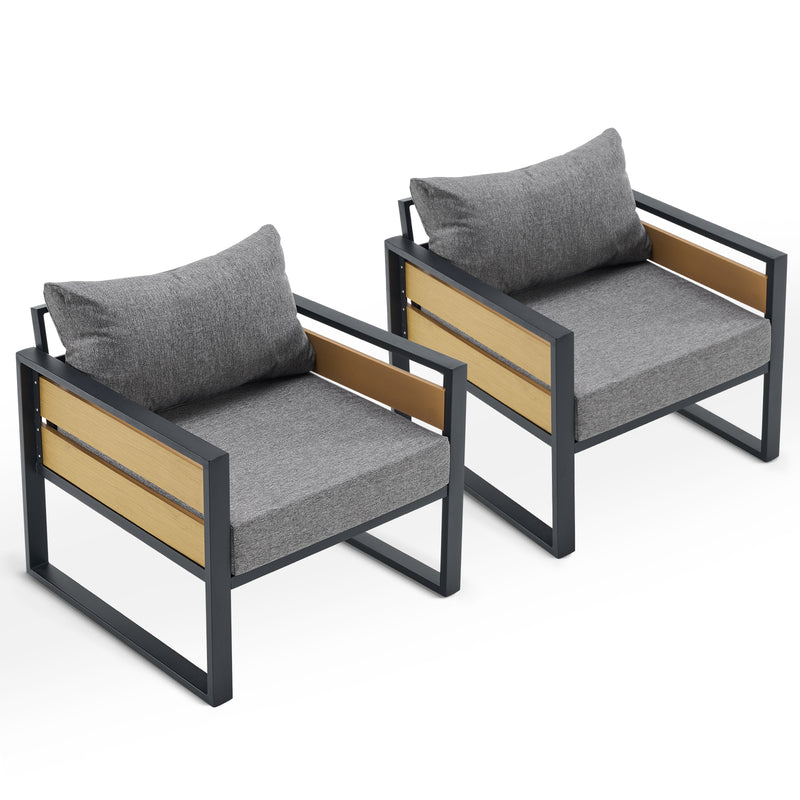 Furniliving  Patio Furniture Set, 2-Piece Steel Outdoor Sectional, 2-Seats Patio Conversation Set with Deep Seating