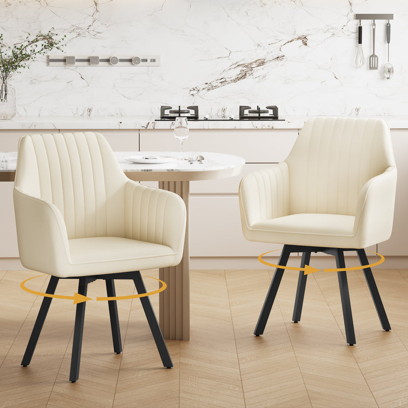 Furniliving 2-Pcs Mid Century Dining Chairs Upholstered Dining Room Chairs With Armrest