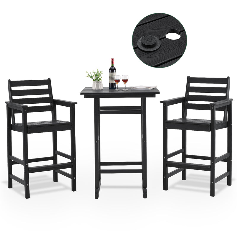 Outdoor Tall Adirondack Bar Chairs Set of 2,All-Weather HDPE Outdoor Bar Stools For Poolside