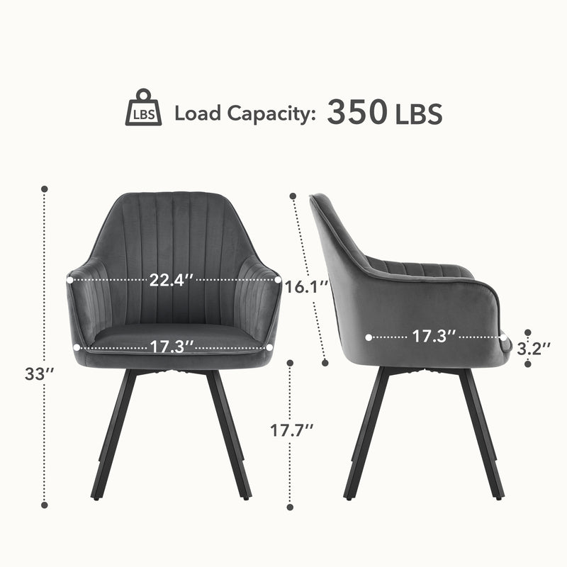 Furniliving 2-Pcs Mid Century Dining Chairs Upholstered Dining Room Chairs With Armrest