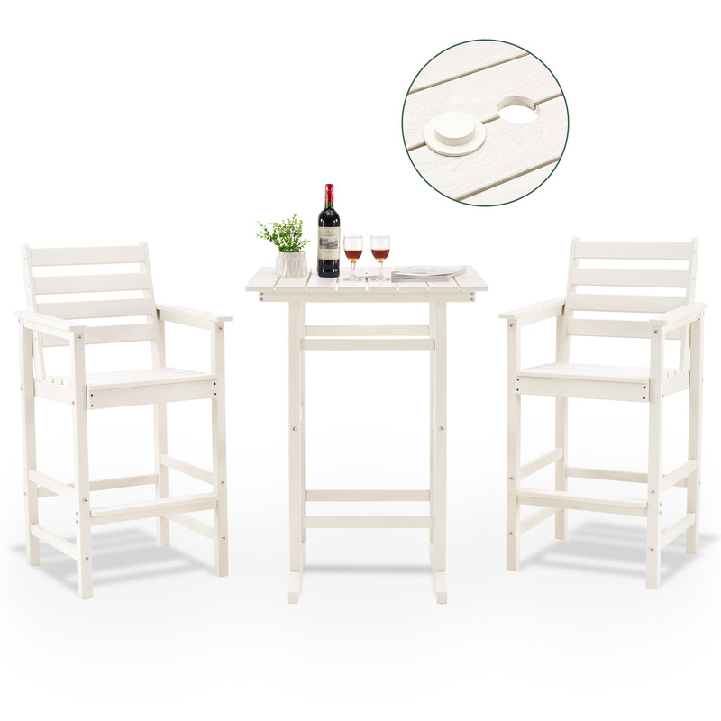 Outdoor Tall Adirondack Bar Chairs Set of 2,All-Weather HDPE Outdoor Bar Stools For Poolside