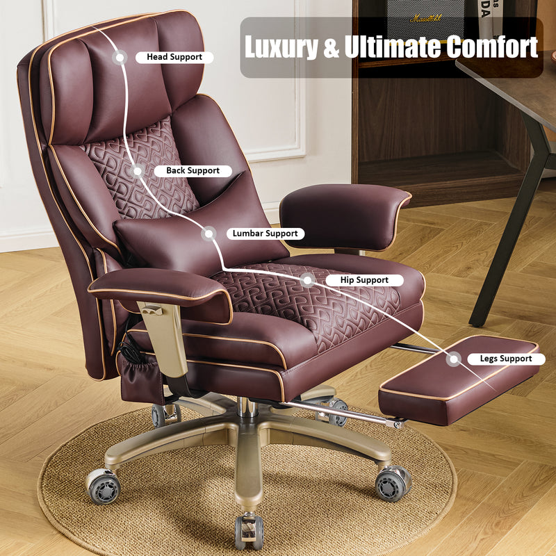 Furniliving Modern Big Tall Executive Office Chair Pu Leather Office Desk Chair With Footrest