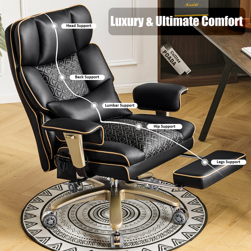 Furniliving Modern Big Tall Executive Office Chair Pu Leather Office Desk Chair With Footrest