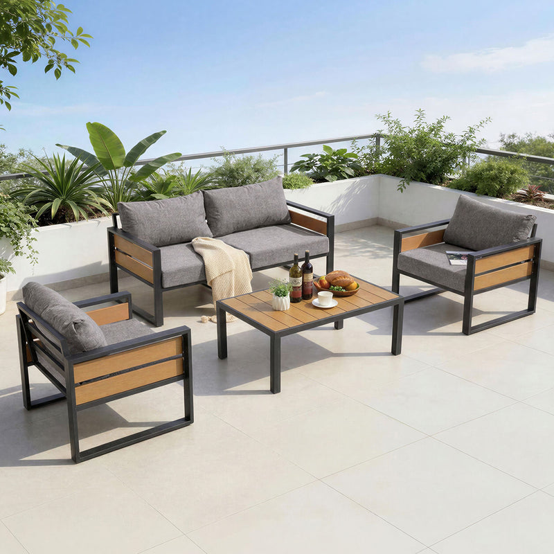 Furniliving  Patio Furniture Set, 2-Piece Steel Outdoor Sectional, 2-Seats Patio Conversation Set with Deep Seating