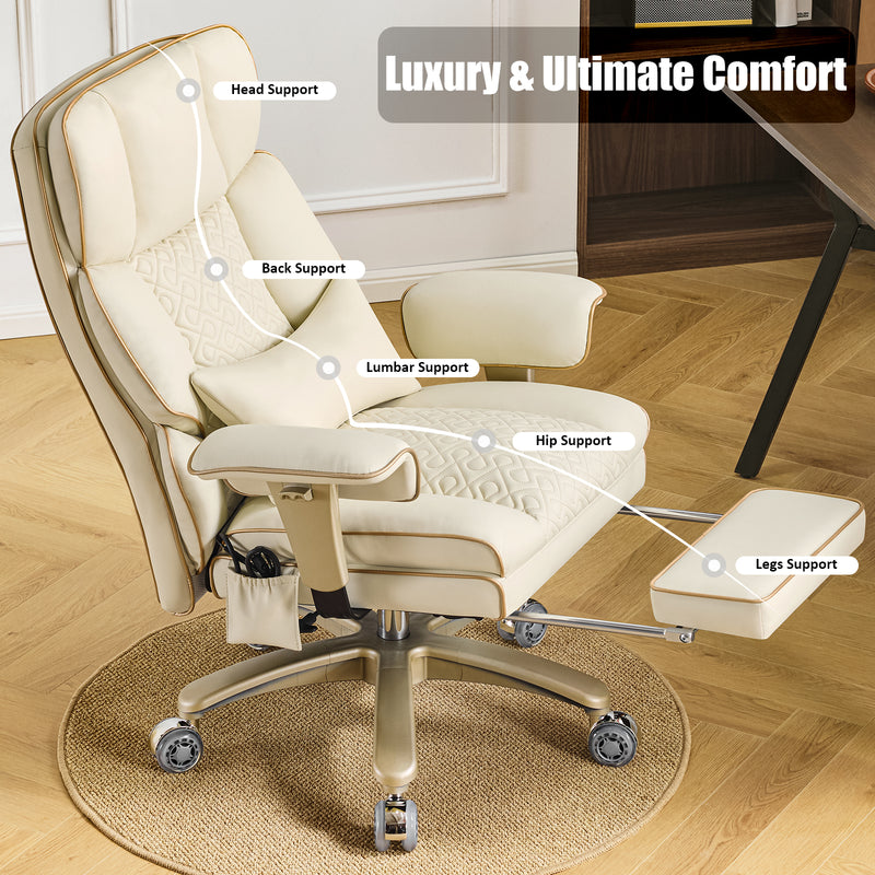 Furniliving Modern Big Tall Executive Office Chair Pu Leather Office Desk Chair With Footrest
