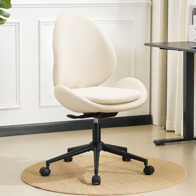 Luxury Chenille Swivel Desk Chair with Ergonomic Curved Teardrop Back