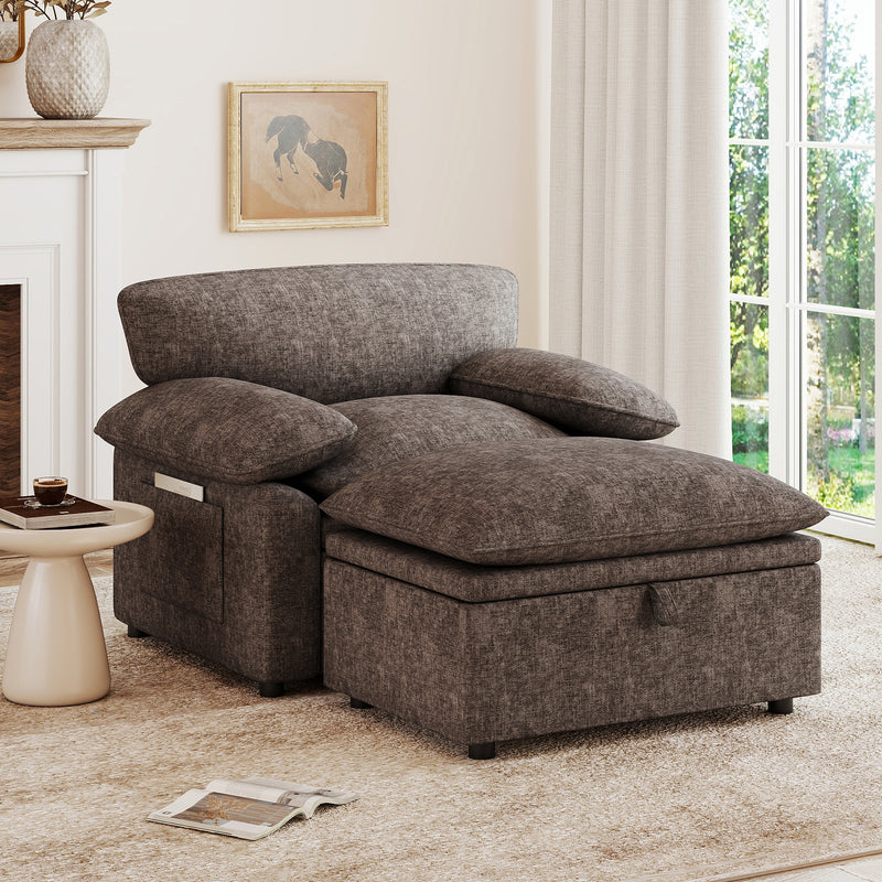 Oversized Accent Chair with Storage Ottoman