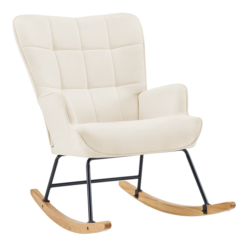 Nursery Rocking Chair Upholstered Glider Rocking Chair Modern Accent Chair Padded Seat Reading Chair