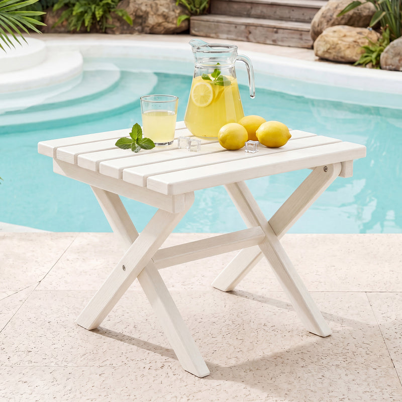 Furniliving 18'' Foldable Square Outdoor Coffee Table ,HDPE  All-Weather Waterproof Camping Table
