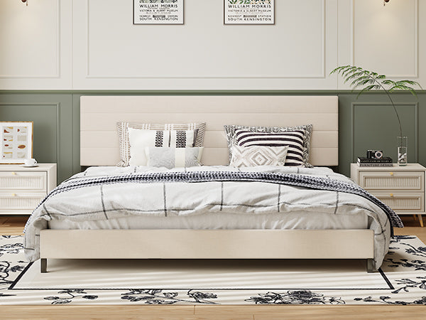 Furniliving Leonard Contemporary Modern Upholstered Platform Bed