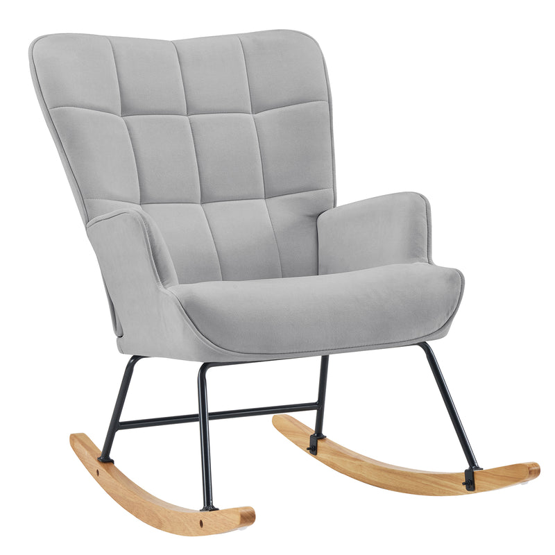 Nursery Rocking Chair Upholstered Glider Rocking Chair Modern Accent Chair Padded Seat Reading Chair