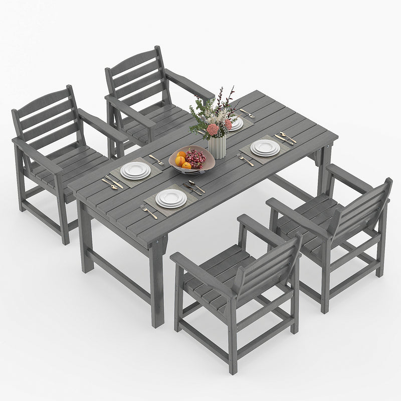5-Piece Outdoor Dining Set, 67" HDPE Dining Table and Chairs for 4,Outdoor Furniture Set for Backyard
