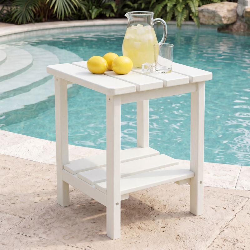 Furniliving 2-Layer Square Outdoor Side Table