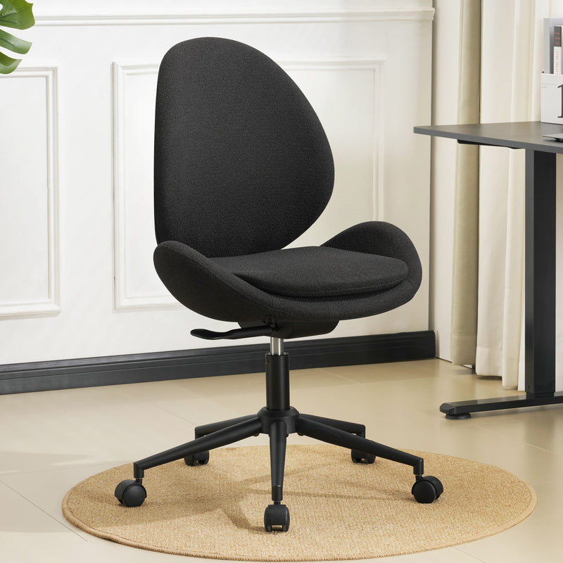 Luxury Chenille Swivel Desk Chair with Ergonomic Curved Teardrop Back