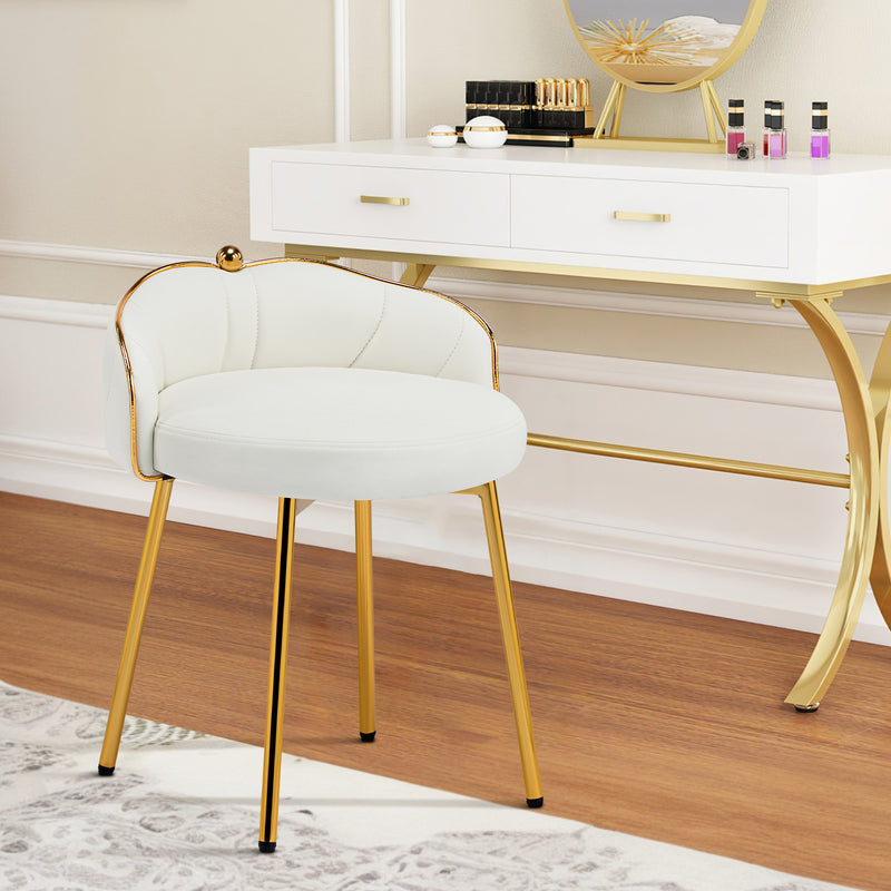 Furniliving Cute Vanity Chair With Golden Legs