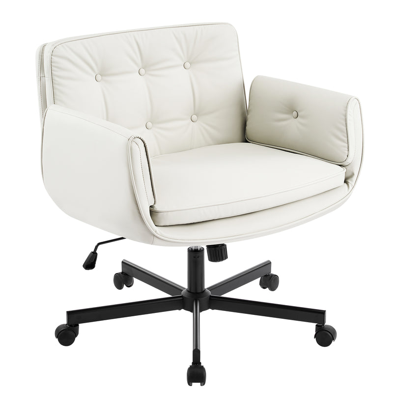 Furniliving Oversize Criss Cross Home Office Desk Chair Faux Leather Accent  Chair With Adjustable Arms