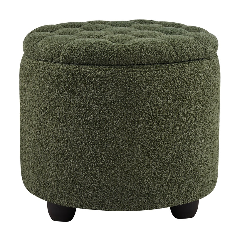 Linen Upholstered Storage Ottoman