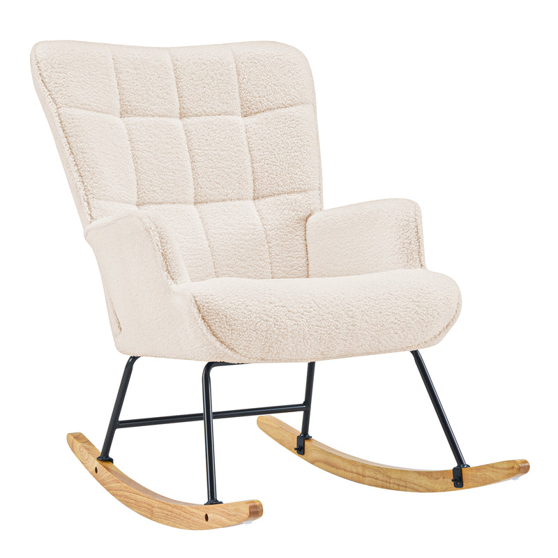 Nursery Rocking Chair Upholstered Glider Rocking Chair Modern Accent Chair Padded Seat Reading Chair
