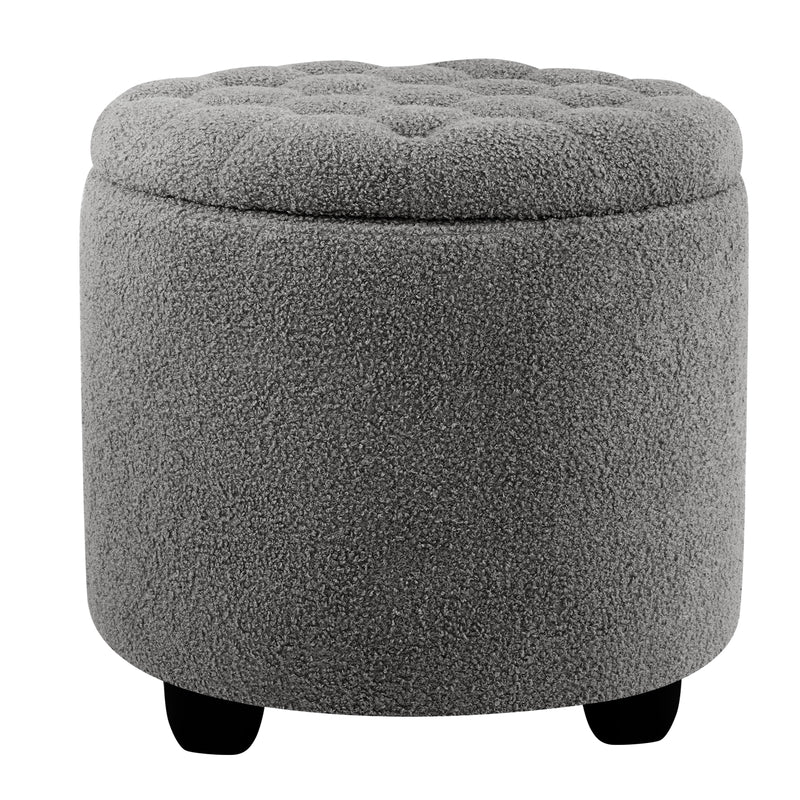 Linen Upholstered Storage Ottoman