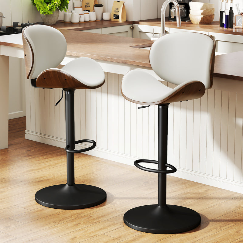 Upholstered Bar Stool Set Of 2 With Footrest