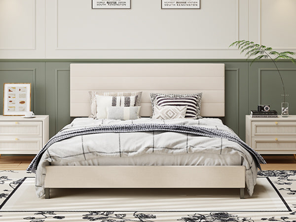 Furniliving Leonard Contemporary Modern Upholstered Platform Bed