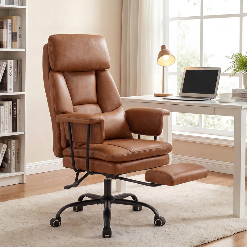 PU Leather High Back Executive Office Chair with Adjustable Lumbar Support
