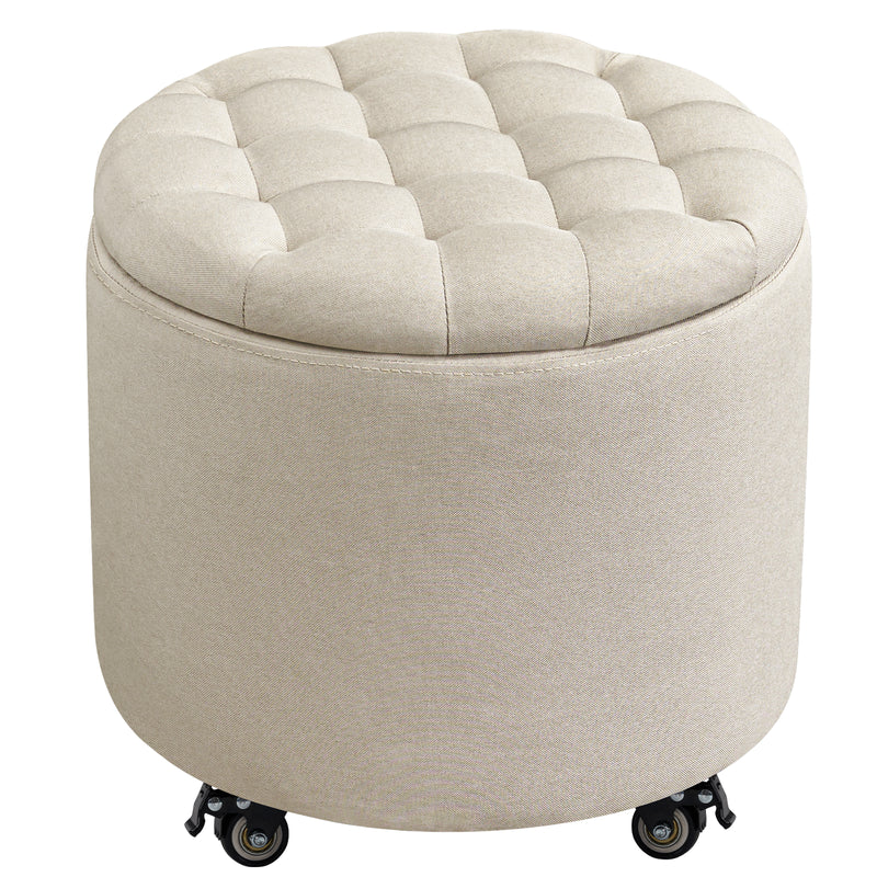 Modern Round Storage Ottoman with Removable Lid &wheels