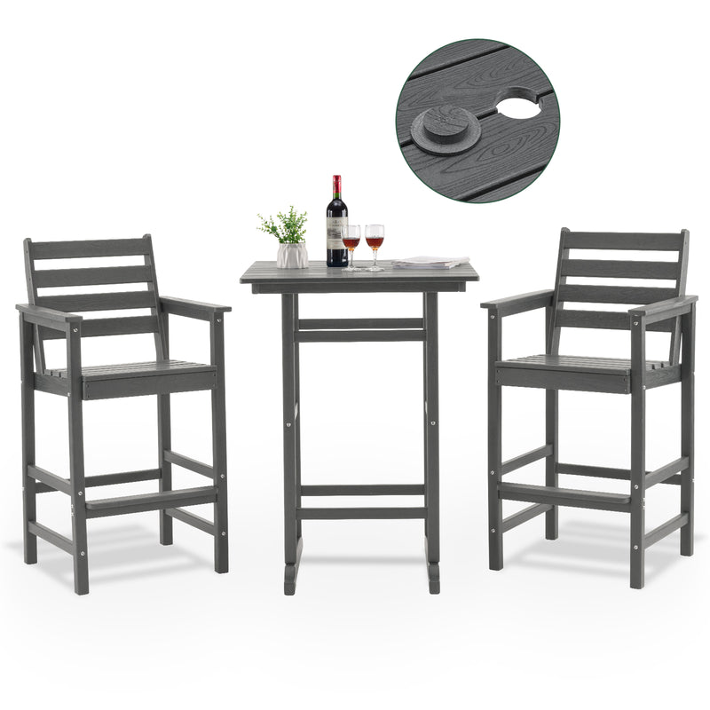 Outdoor Tall Adirondack Bar Chairs Set of 2,All-Weather HDPE Outdoor Bar Stools For Poolside