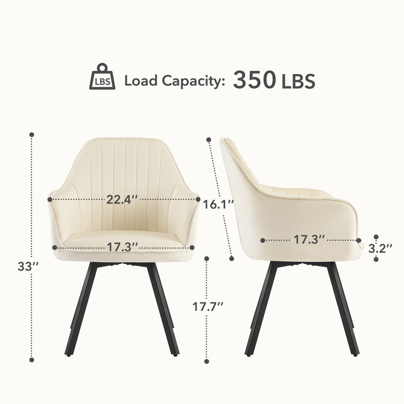 Furniliving 2-Pcs Mid Century Dining Chairs Upholstered Dining Room Chairs With Armrest