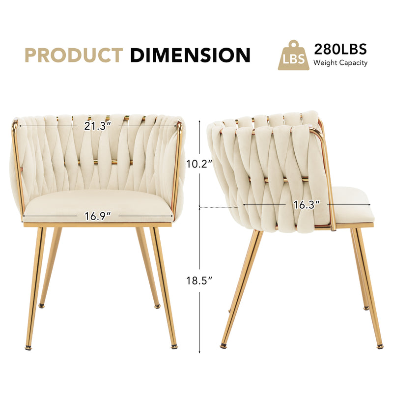Velvet Woven Backrest Design Dining  Chairs Set Of 2