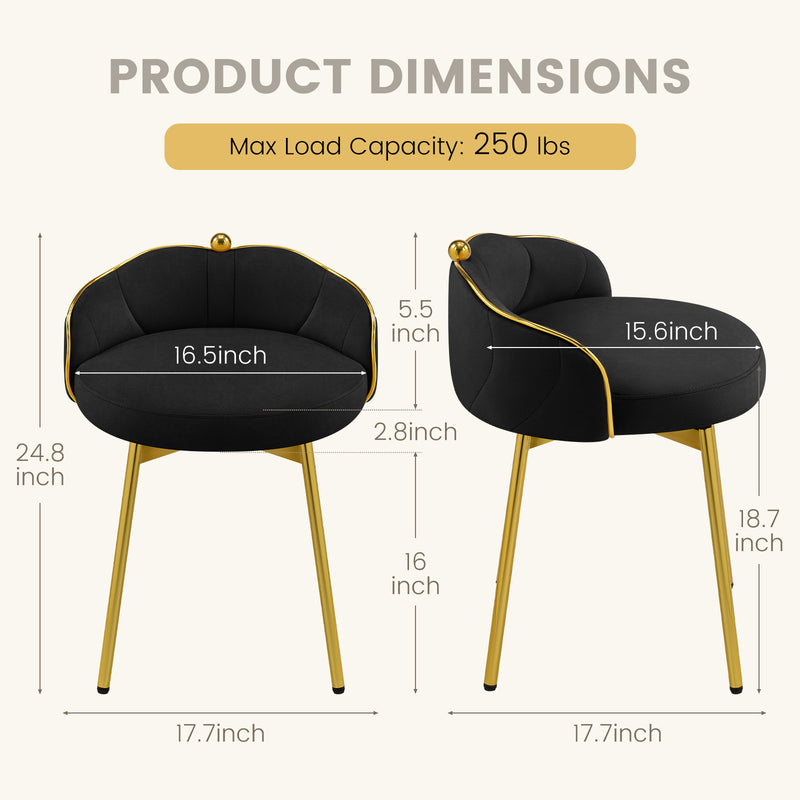 Furniliving Cute Vanity Chair With Golden Legs