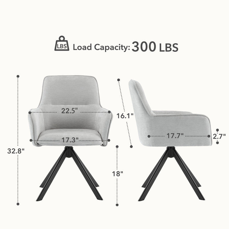 Furniliving 2-Pcs Mid Century Dining Chairs Upholstered Dining Room Chairs With Armrest