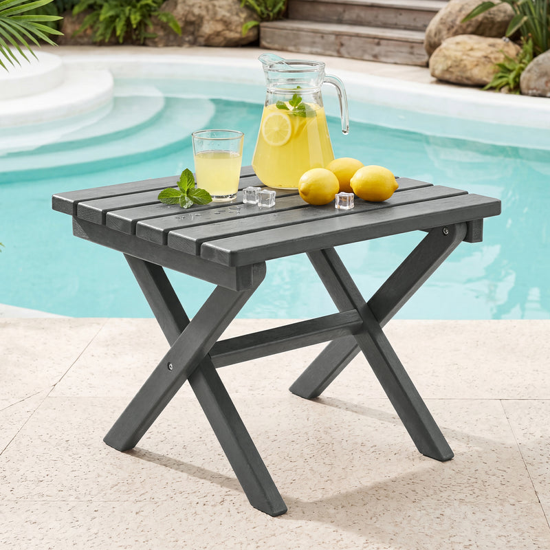 Furniliving 18'' Foldable Square Outdoor Coffee Table ,HDPE  All-Weather Waterproof Camping Table