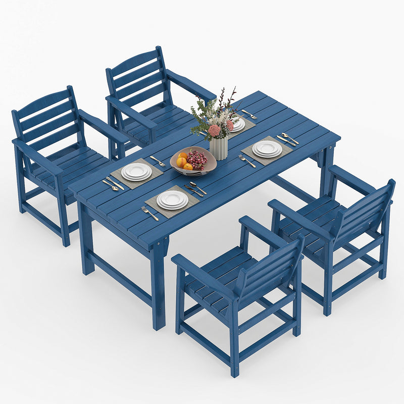 5-Piece Outdoor Dining Set, 67" HDPE Dining Table and Chairs for 4,Outdoor Furniture Set for Backyard