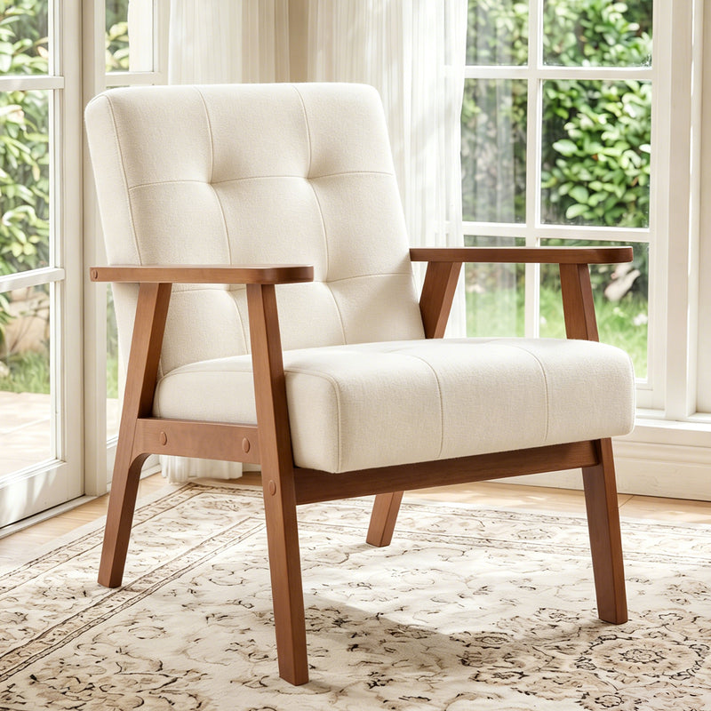 Modern PU Leather Accent Chair With Solid Wood Frame