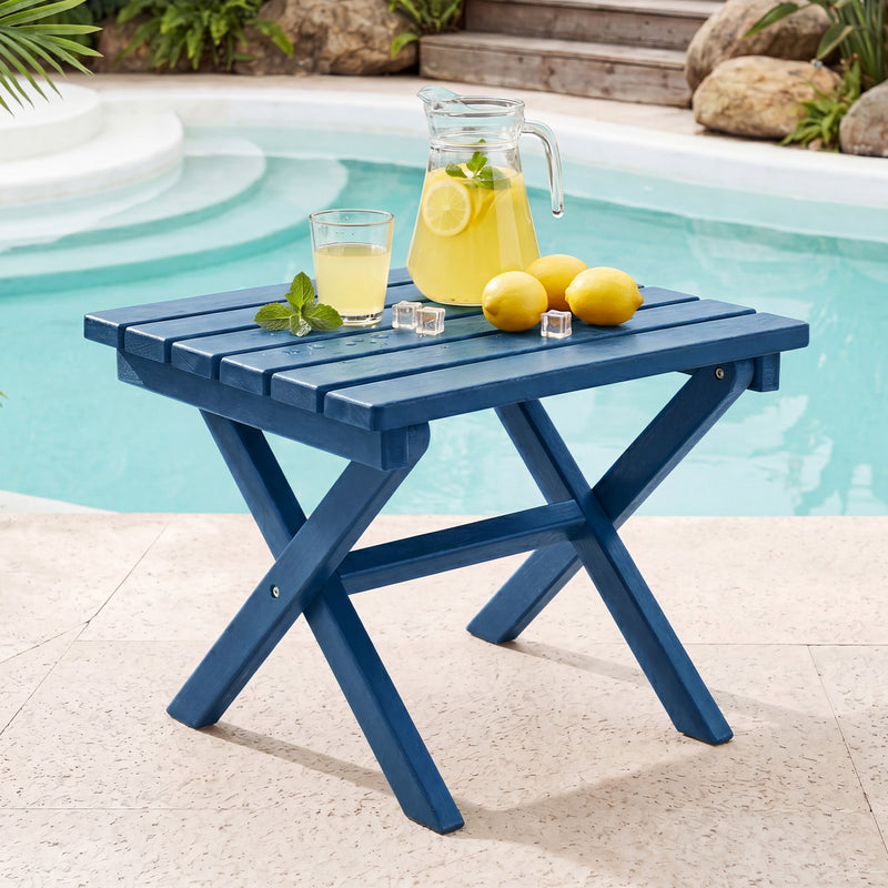 Furniliving 18'' Foldable Square Outdoor Coffee Table ,HDPE  All-Weather Waterproof Camping Table